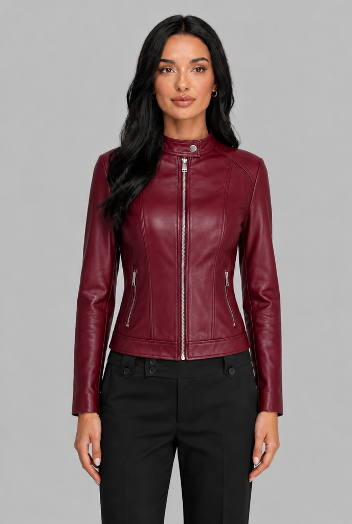 Cropped Leather Biker Jacket