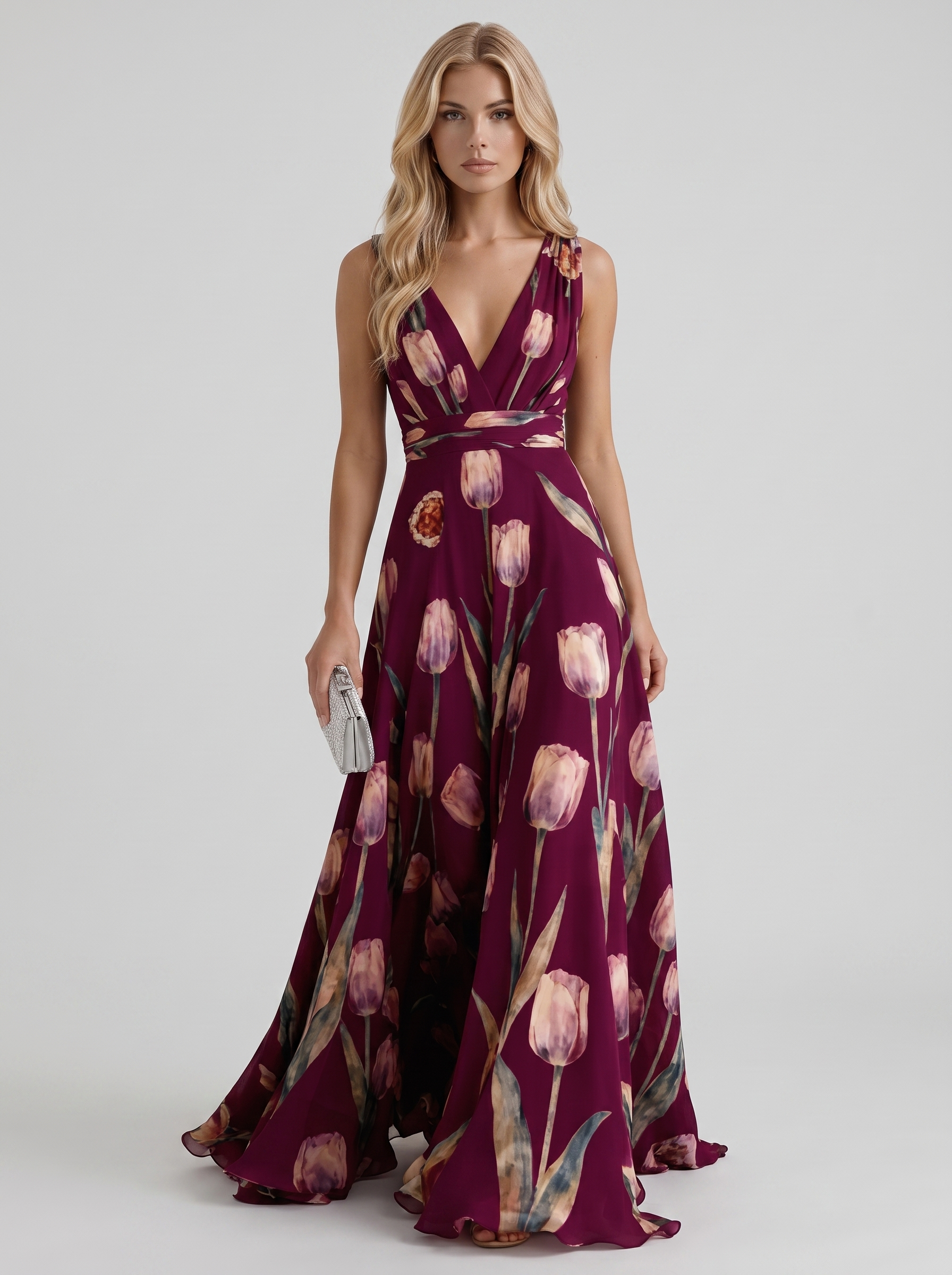 Fleur Floral Maxi Dress - Burgundy